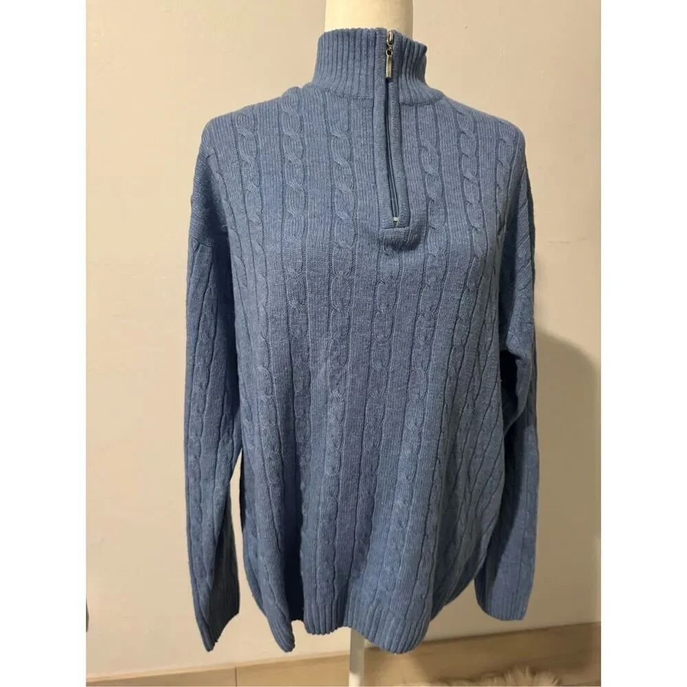 Carraig Donn blue knit cardigan 100% wool lambswool M